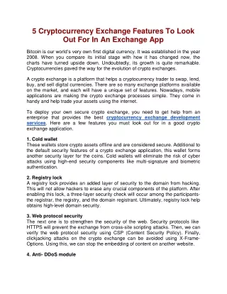 5 cryptocurrency exchange features to look