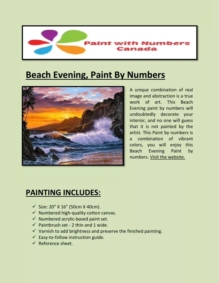 beach evening paint by numbers