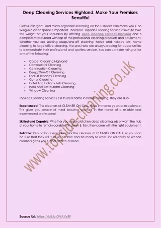deep cleaning services highland make your