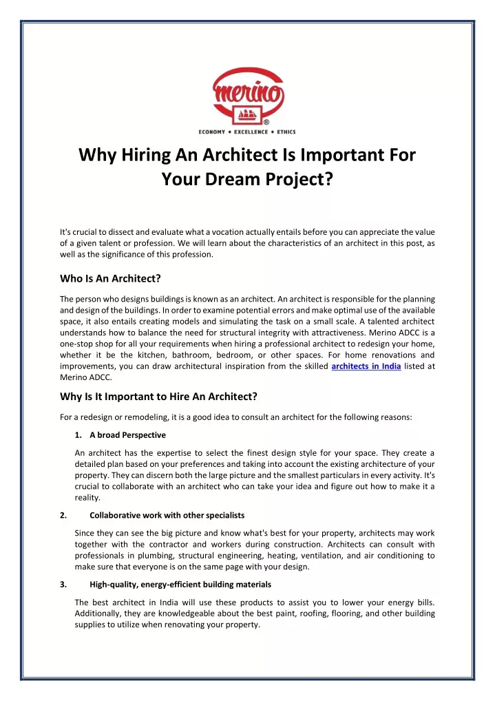 why hiring an architect is important for your