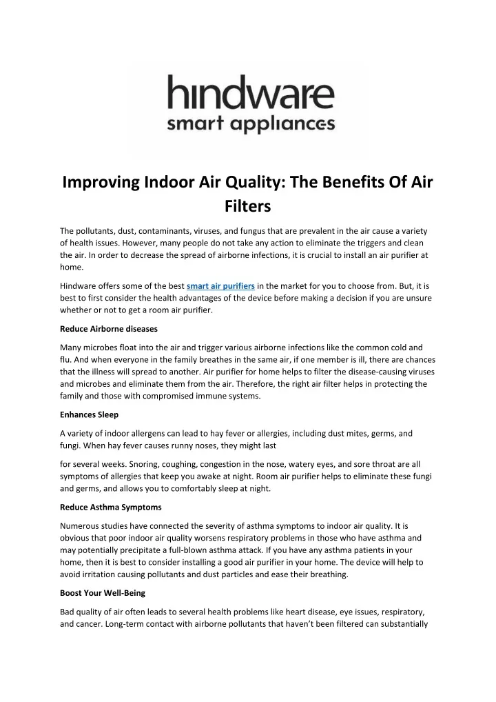 improving indoor air quality the benefits