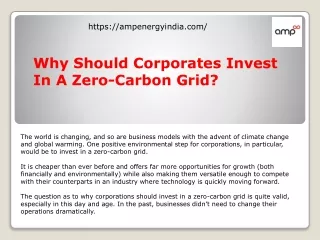 Why Should Corporates Invest In A Zero-Carbon Grid?
