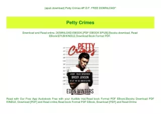 {epub download} Petty Crimes #P.D.F. FREE DOWNLOAD^