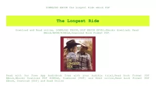 DOWNLOAD EBOOK The Longest Ride eBook PDF