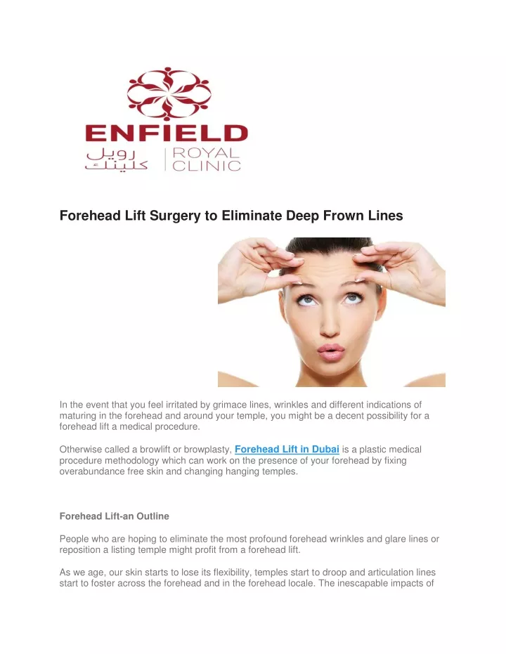 forehead lift surgery to eliminate deep frown
