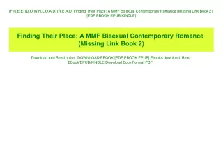 [F.R.E.E] [D.O.W.N.L.O.A.D] [R.E.A.D] Finding Their Place A MMF Bisexual Contemporary Romance (Missing Link Book 2) [PDF