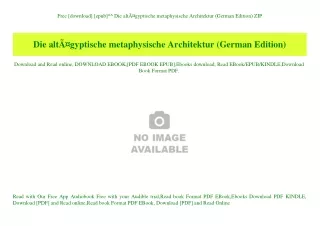 Free [download] [epub]^^ Die altÃƒÂ¤gyptische metaphysische Architektur (German Edition) ZIP