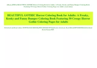 ((Read_[PDF])) BEAUTIFUL GOTHIC Horror Coloring Book for Adults A Freaky  Kooky and Funny Bumper Coloring Book Featuring
