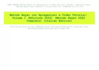 READ [EBOOK] Metodo Beyer con Spiegazioni e Video Tutorial Volume 1 (Edizione 2022) (Metodo Beyer 2022 Completo) (Italia