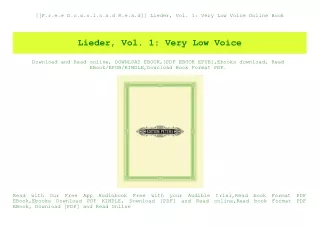 [[F.r.e.e D.o.w.n.l.o.a.d R.e.a.d]] Lieder  Vol. 1 Very Low Voice Online Book