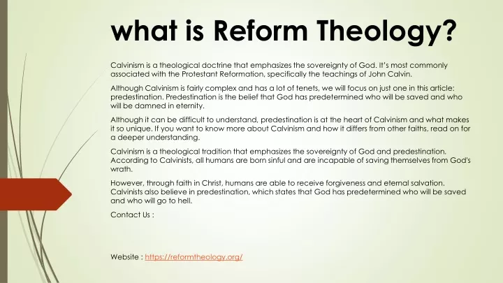 what is reform theology