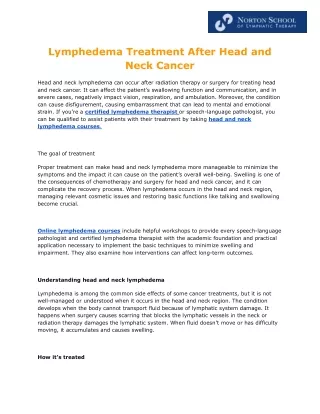 Lymphedema Treatment After Head and Neck Cancer
