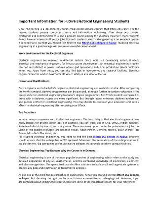 important information for future electrical