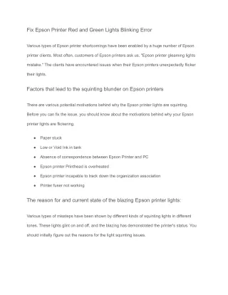 fix epson printer red and green lights blinking
