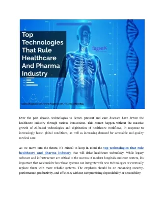 Top Technologies That Rule Healthcare And Pharma Industry