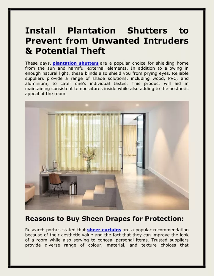 install prevent from unwanted intruders potential