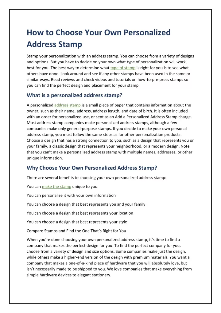 how to choose your own personalized address stamp