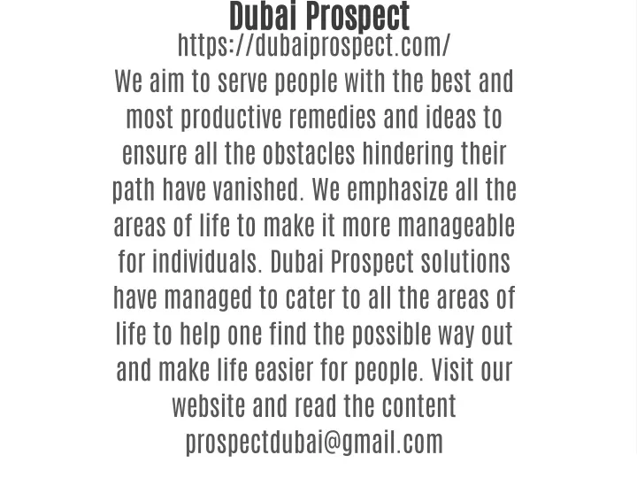 dubai prospect https dubaiprospect