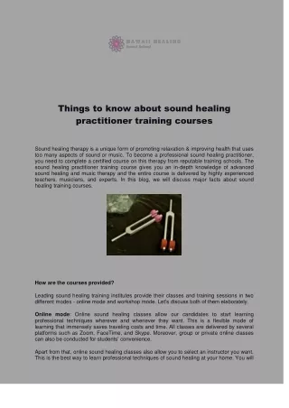 Things to know about sound healing practitioner training courses