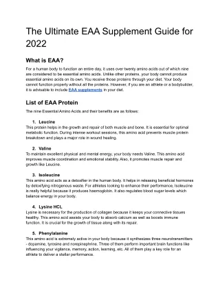 The Ultimate EAA Supplement Guide for 2022