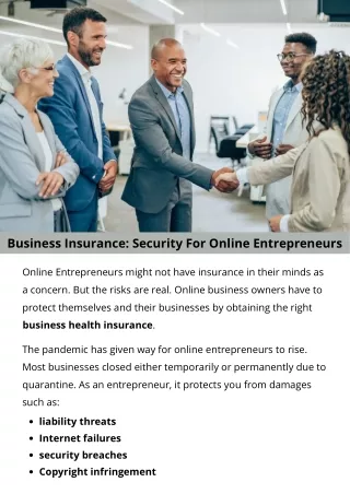 Business Insurance Security For Online Entrepreneurs