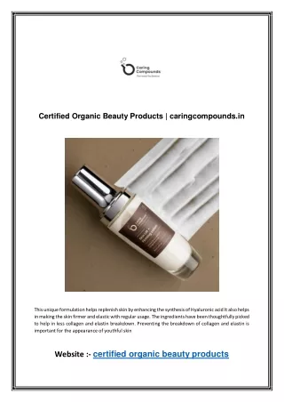 Certified Organic Beauty Products