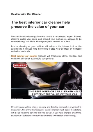 Best Interior Car Cleaner