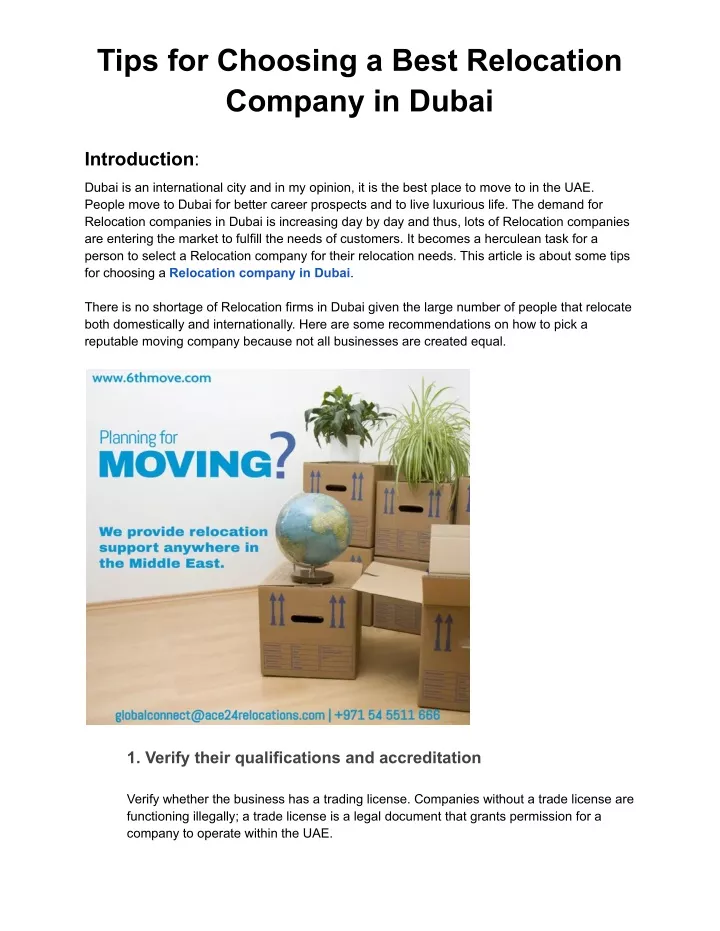 tips for choosing a best relocation company