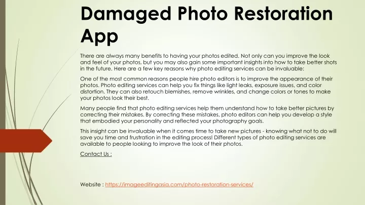 damaged photo restoration app