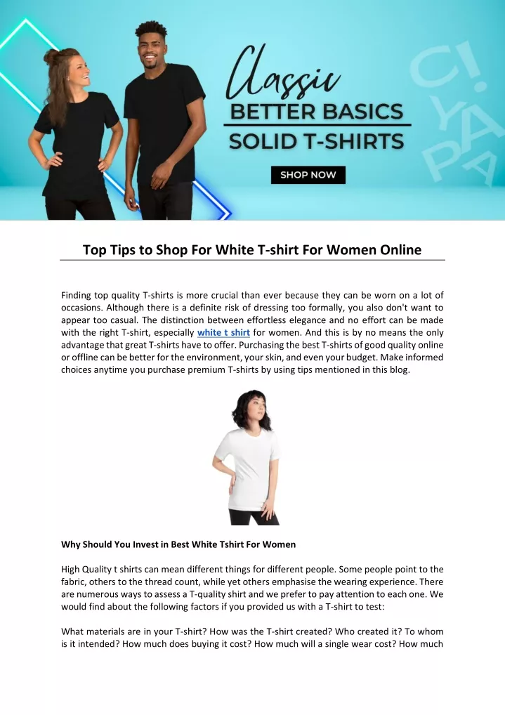 top tips to shop for white t shirt for women