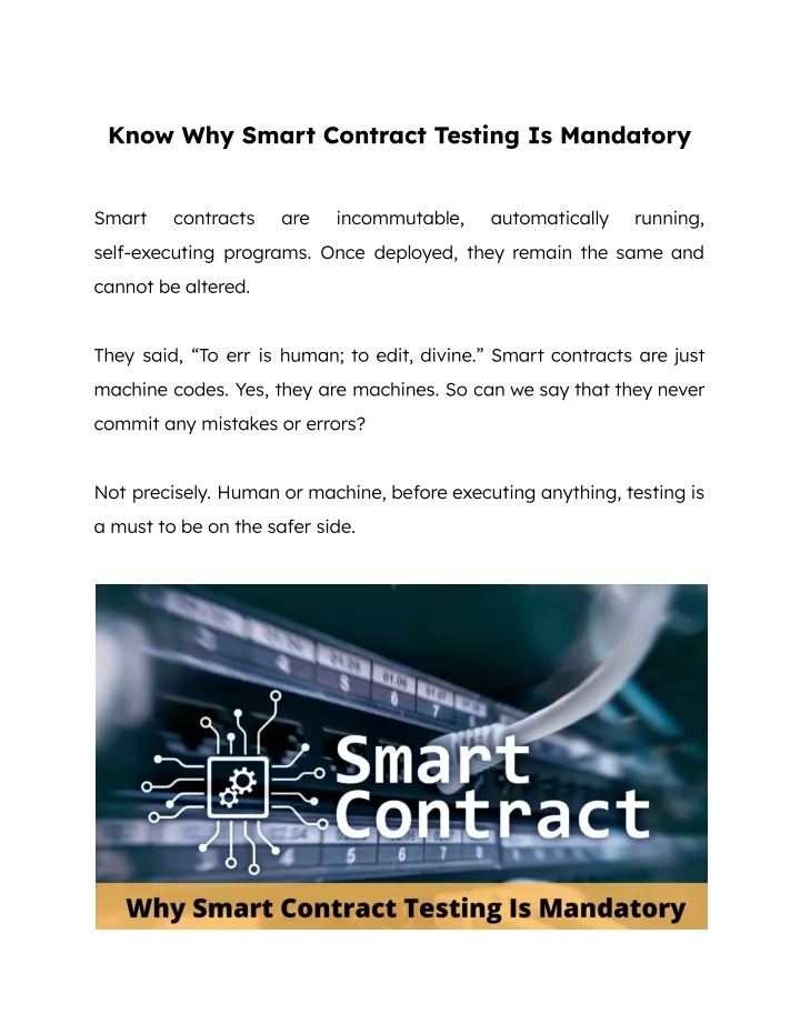 know why smart contract testing is mandatory