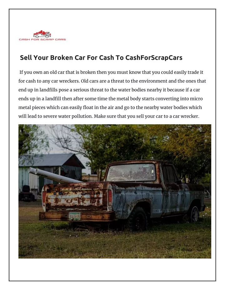 sell your broken car for cash to cashforscrapcars