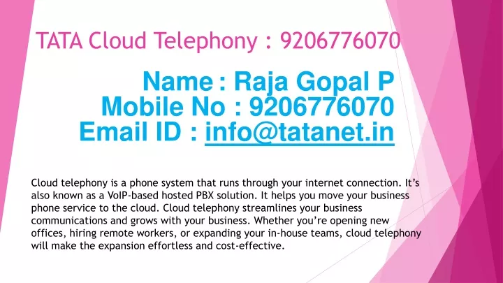tata cloud telephony 9206776070