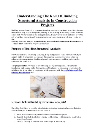 Understanding The Role Of Building Structural Analysis In Construction Projects