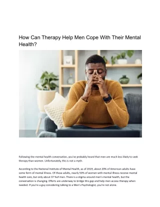 How Can Therapy Help Men Cope With Their Mental Health_