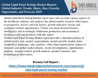global lipid panel testing market report global