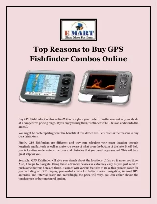 Top Reasons to Buy GPS Fishfinder Combos Online