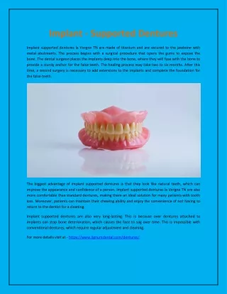 Implant - Supported Dentures