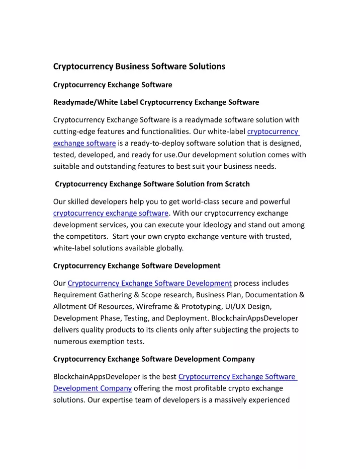 cryptocurrency business software solutions