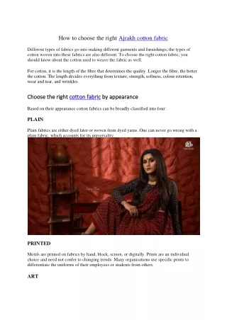 how to choose the right ajrakh cotton fabric