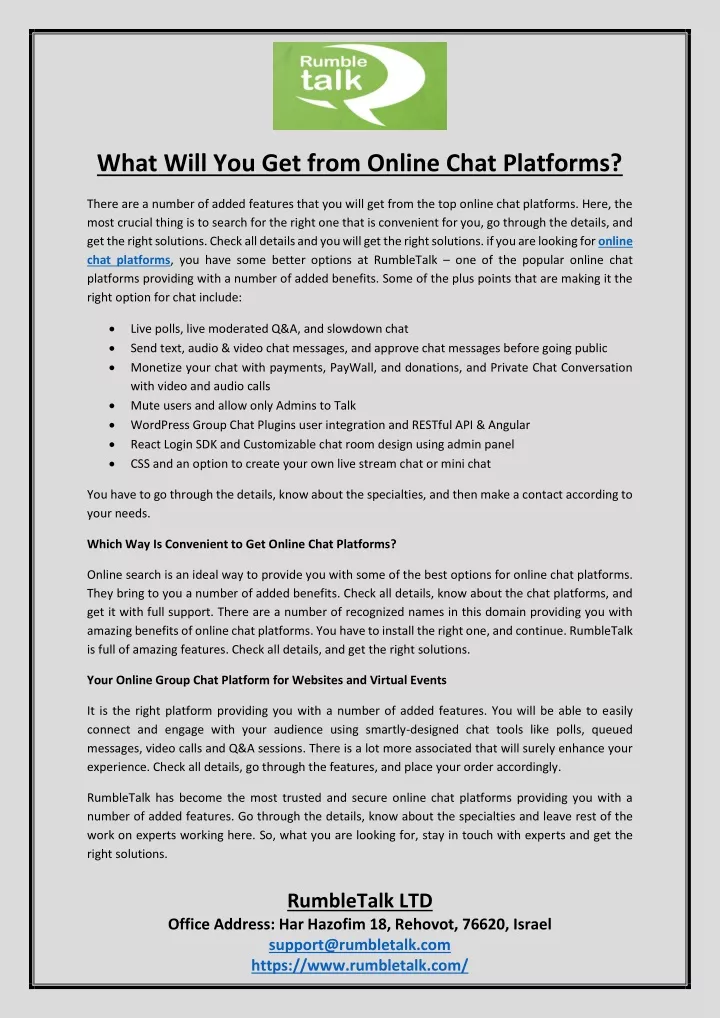 what will you get from online chat platforms