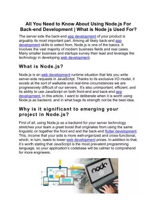 all you need to know about using node js for back