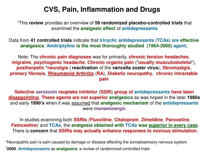 cvs pain inflammation and drugs