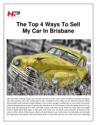 The Top 4 Ways To Sell My Car In Brisbane