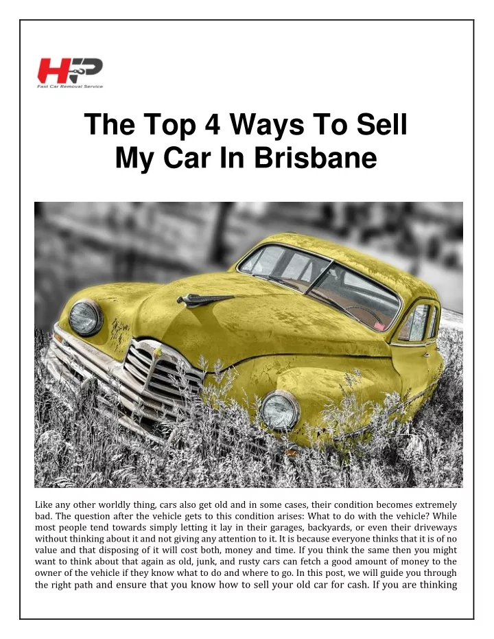 the top 4 ways to sell my car in brisbane