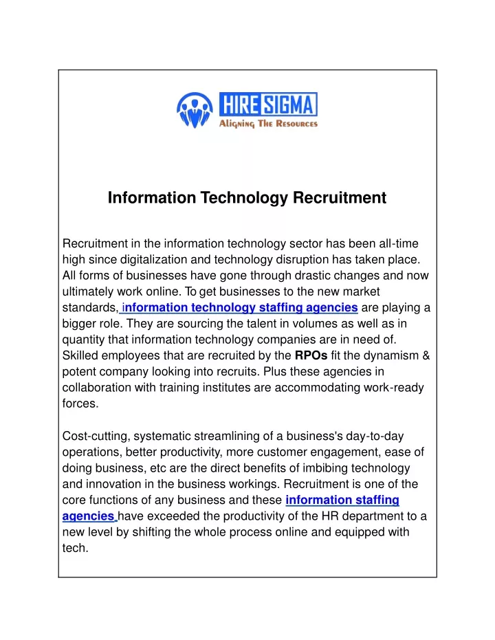 information technology recruitment recruitment
