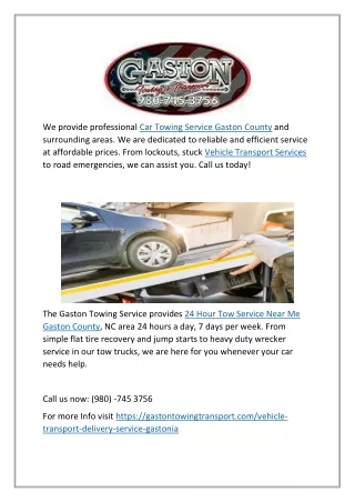 Cheap Tow Service near Me And Vehicle Transport Services Gaston County