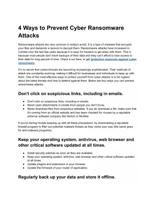 4 Ways to Prevent Cyber Ransomware Attacks