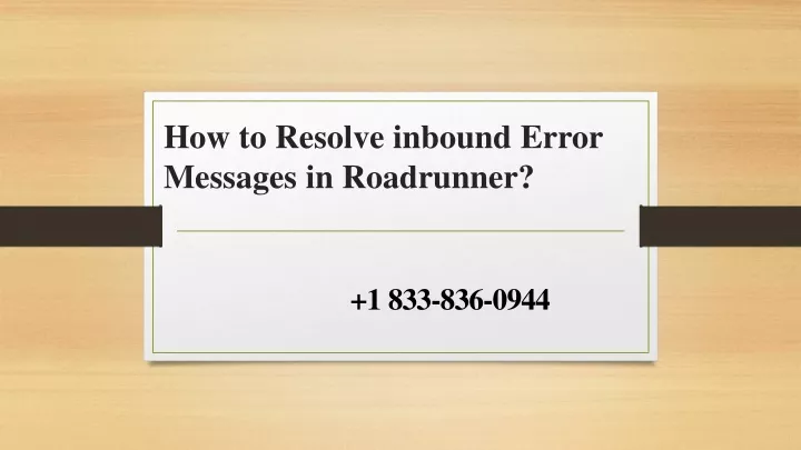 how to resolve inbound error messages