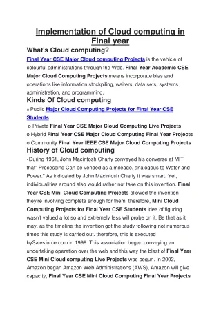 implementation of cloud computing in final year